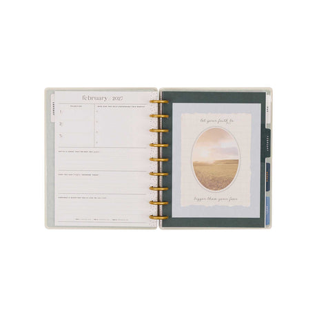Wildflower Daydream Faith Planner monthly page with inspirational faith artwork