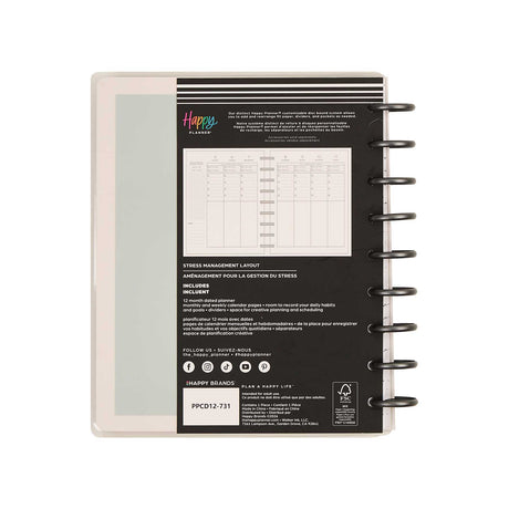 Hushed Hues planner disc binding and monthly Stress Management pages