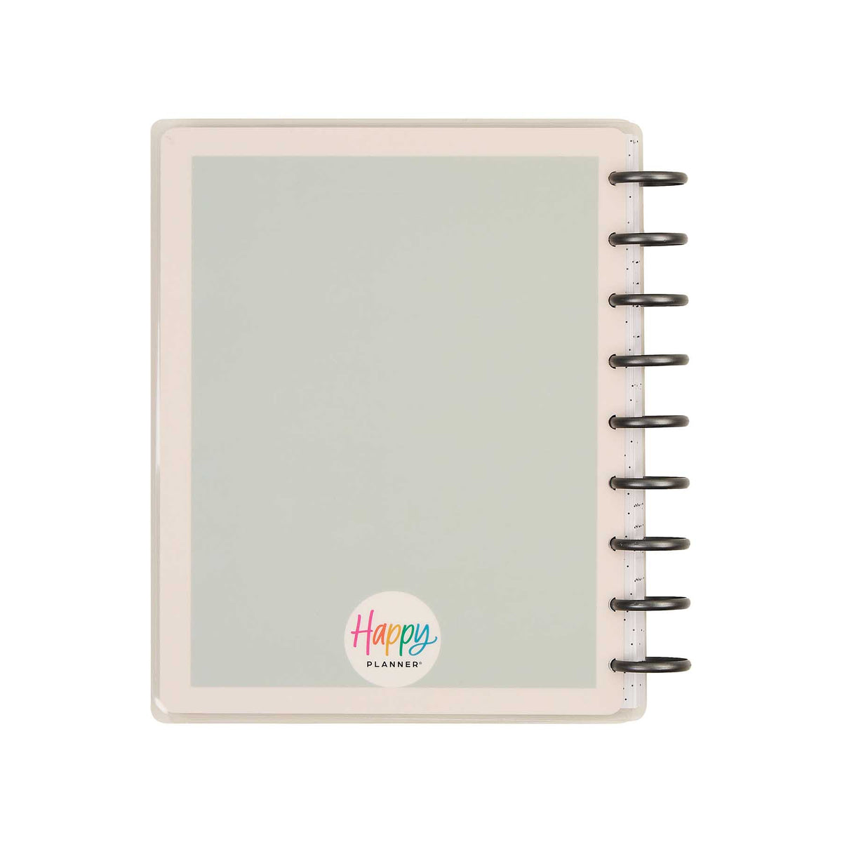 Hushed Hues pastel planner with translucent cover and Happy Planner logo