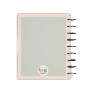 Hushed Hues pastel planner with translucent cover and Happy Planner logo