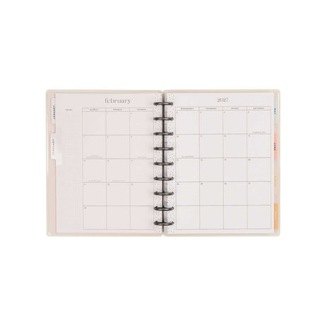 Hushed Hues planner February 2027 monthly calendar spread