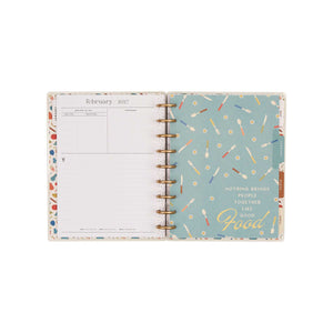 February 2027 monthly page and floral divider in the Fall Picnic meal planner