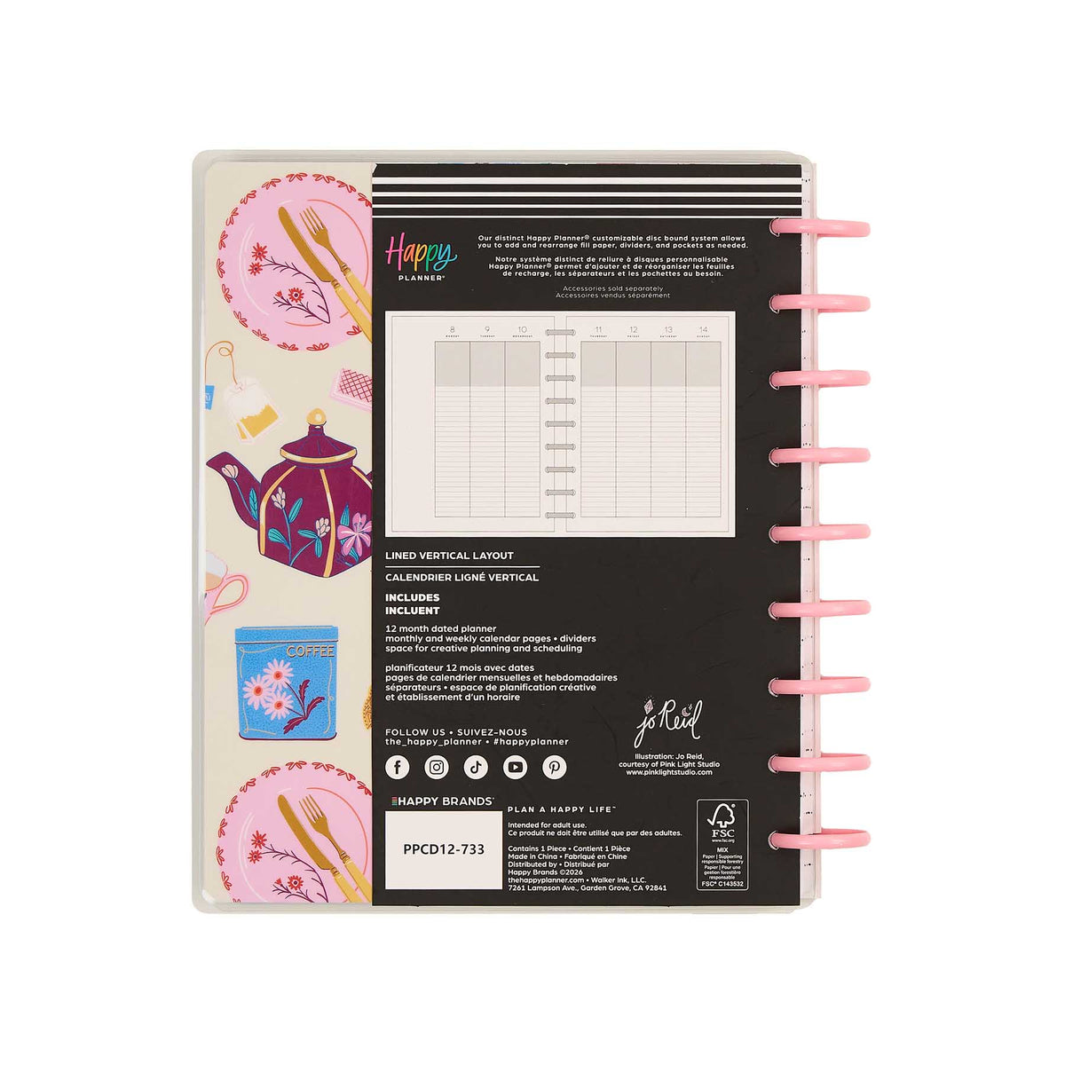 Happy Planner Life In Whimsy Classic Lined Vertical Planner 2027: Floral cover artwork and disc binding