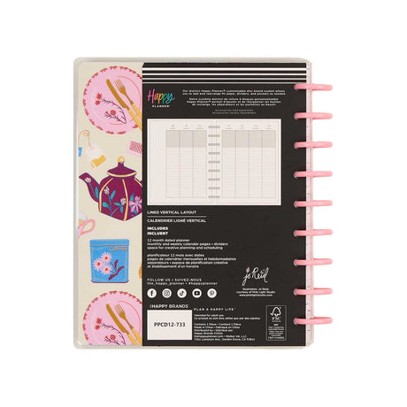 Happy Planner Life In Whimsy Classic Lined Vertical Planner 2027: Floral cover artwork and disc binding