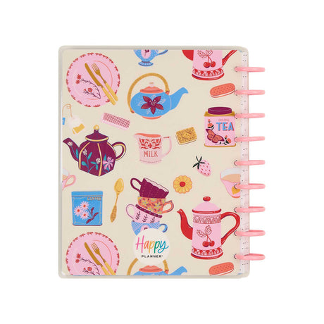 Happy Planner Life In Whimsy Classic Lined Vertical Planner 2027: Tea-themed cover design detail