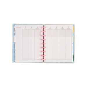 Happy Planner Life In Whimsy Classic Lined Vertical Planner 2027: Open planning spread with vertical columns and pink discs