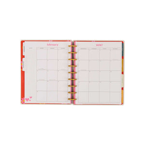 Happy Planner Bright Seasons Classic Dashboard Planner 2027: February monthly calendar pages and disc binding