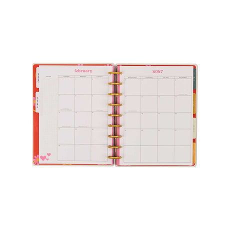 Happy Planner Bright Seasons Classic Dashboard Planner 2027: February monthly calendar pages and disc binding