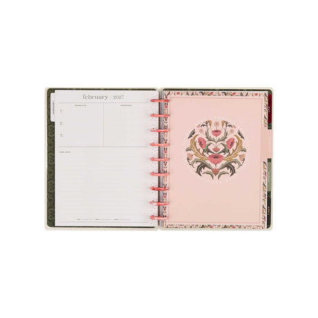 Happy Planner Twilight Tapestry Classic Horizontal Planner 2027: February 2027 monthly spread with floral artwork
