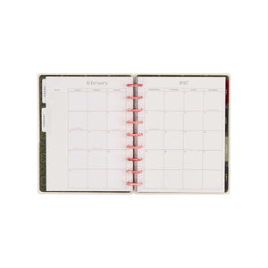 Happy Planner Twilight Tapestry Classic Horizontal Planner 2027: February 2027 calendar and pink discs
