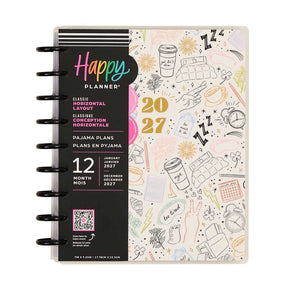Happy Planner Pajama Plans Classic Horizontal Planner 2027: Colourful sleep-themed cover and disc binding