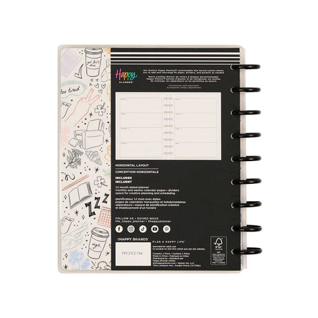Happy Planner Pajama Plans Classic Horizontal Planner 2027: Illustrated cover and horizontal planner layout packaging