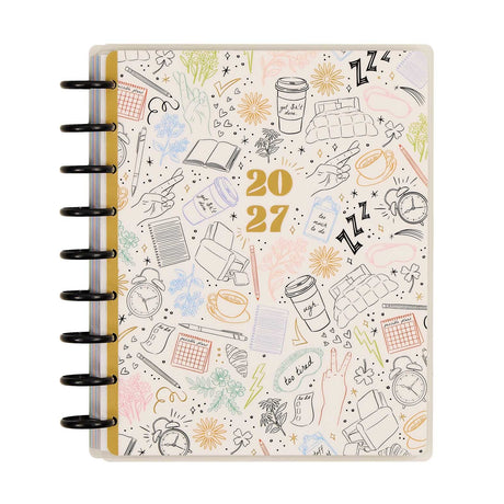 Happy Planner Pajama Plans Classic Horizontal Planner 2027: Illustrated doodle cover with black discs