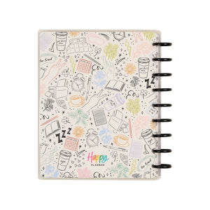 Happy Planner Pajama Plans Classic Horizontal Planner 2027: Patterned cover with coffee cups, books and clocks