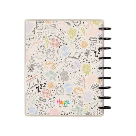 Happy Planner Pajama Plans Classic Horizontal Planner 2027: Patterned cover with coffee cups, books and clocks