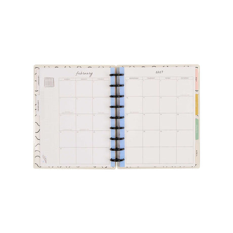 Happy Planner Pajama Plans Classic Horizontal Planner 2027: Monthly calendar spread with tabbed sections