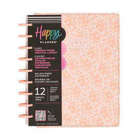 Happy Planner Wildflower Daydream 2027 Classic Vertical Planner with peach floral cover