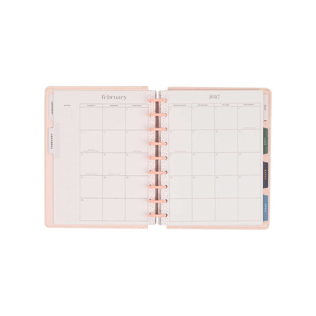 Wildflower Daydream planner February 2027 monthly calendar with pink discs