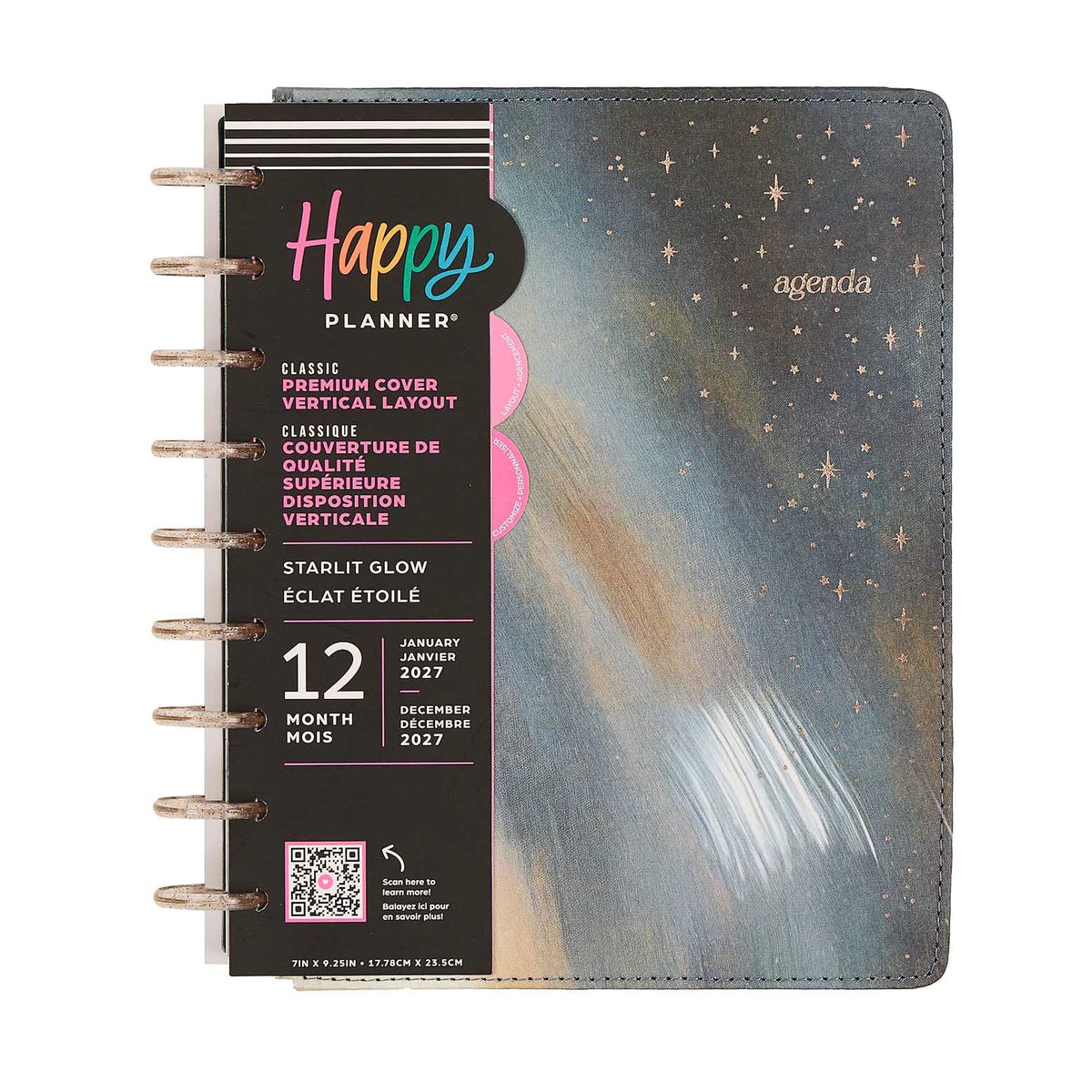 Happy Planner Starlit Glow 2027 Classic Vertical Planner with celestial cover