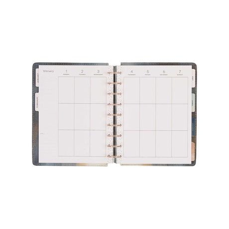Starlit Glow Classic planner calendar spread with spacious dated boxes