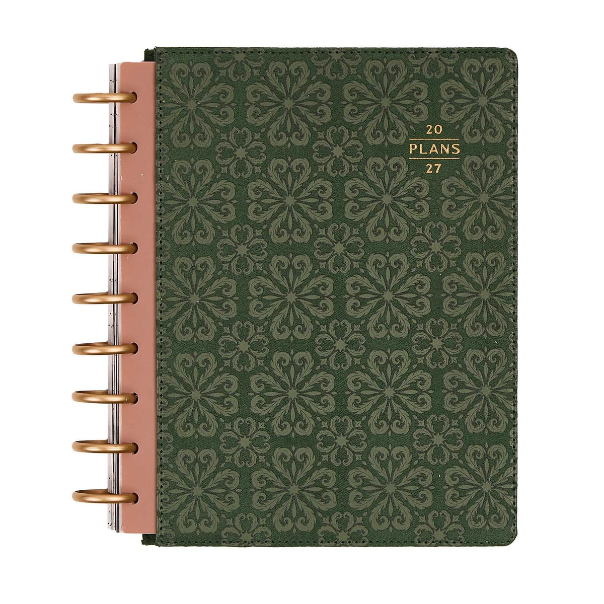 Twilight Tapestry planner dark green damask velvet cover and gold discs