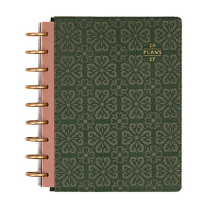 Twilight Tapestry planner dark green damask velvet cover and gold discs