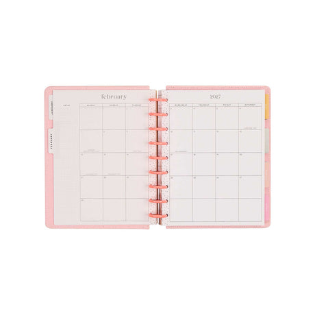 Petal Press 2027 planner open to a pink monthly calendar