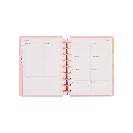 Petal Press planner monthly dashboard spread with pastel dividers