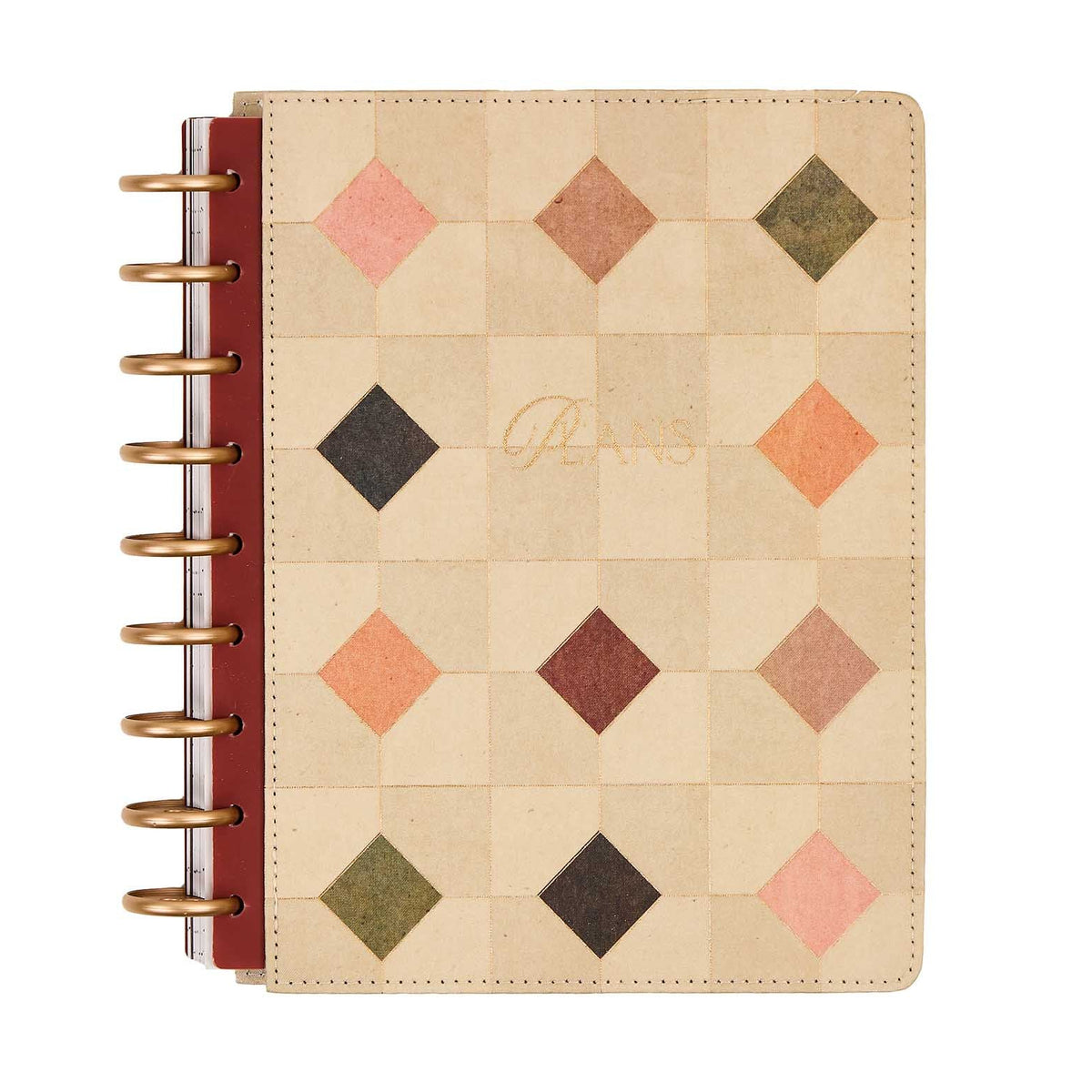 Happy Planner Amber & Oak Classic Dashboard Planner 2027 - neutral diamond cover with gold-coloured discs