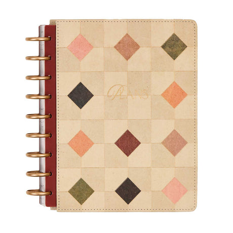 Happy Planner Amber & Oak Classic Dashboard Planner 2027 - neutral diamond cover with gold-coloured discs