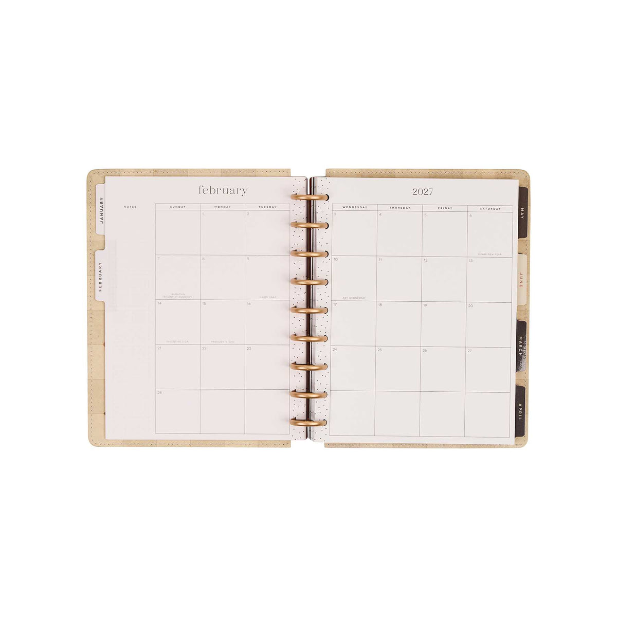Happy Planner Amber & Oak Classic Dashboard Planner 2027 - February 2027 monthly calendar spread