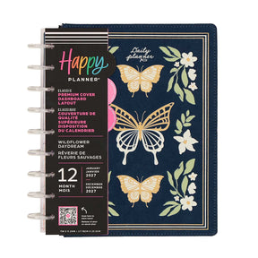 Happy Planner Wildflower Daydream Classic Dashboard Planner 2027 - butterfly and floral cover with disc binding