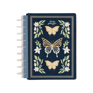 Happy Planner Wildflower Daydream Classic Dashboard Planner 2027 - navy butterfly cover with pale discs