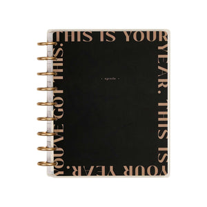 Happy Planner Haven & Heart Classic daily undated planner - black cover with gold lettering and metallic discs