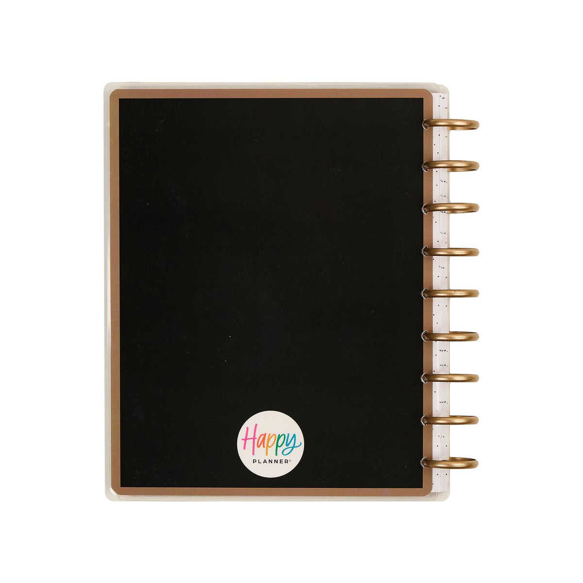 Happy Planner Haven & Heart Classic daily undated planner - black cover with gold discs and Happy Planner logo