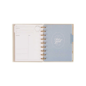 Happy Planner Haven & Heart Classic daily undated planner - daily page beside a blue quote divider