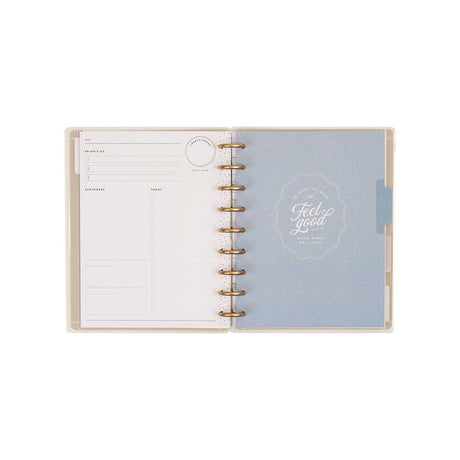 Happy Planner Haven & Heart Classic daily undated planner - daily page beside a blue quote divider