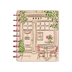 Deluxe Seasonal Sidewalks Classic planner illustrated café storefront cover and disc binding