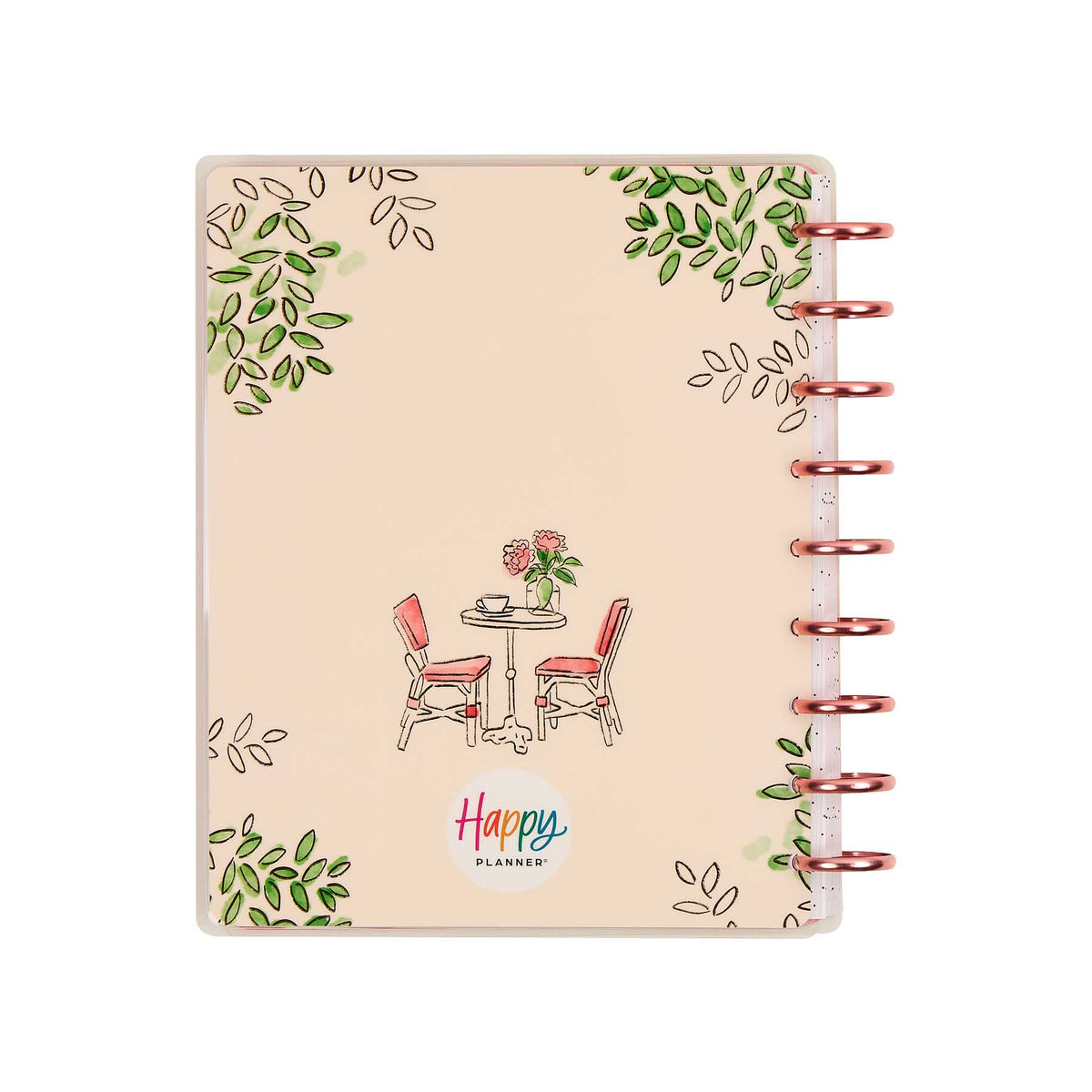 Happy Planner Deluxe Seasonal Sidewalks floral cover artwork and disc binding