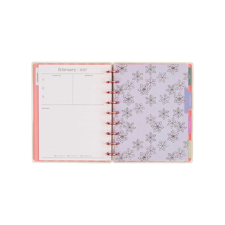 Seasonal Sidewalks Classic Dashboard planner open to February 2027 with floral page
