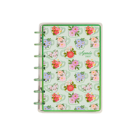 Petal Press 2027 Mini planner green floral teacup cover and translucent discs