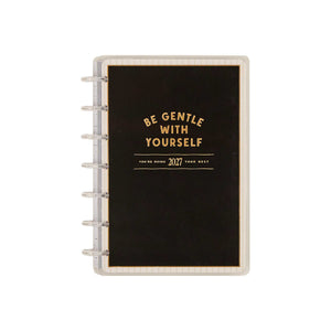 Haven and Heart Mini Fitness Planner black cover with gold Be Gentle With Yourself lettering