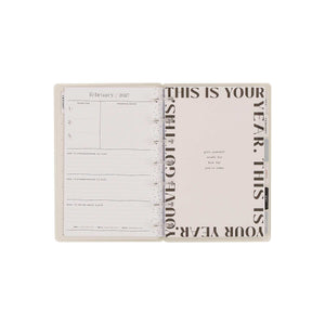 Haven and Heart Mini Fitness Planner February 2027 pages with motivational typography