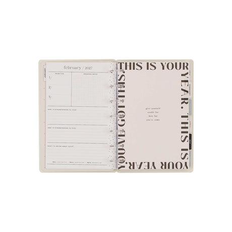 Haven and Heart Mini Fitness Planner February 2027 pages with motivational typography