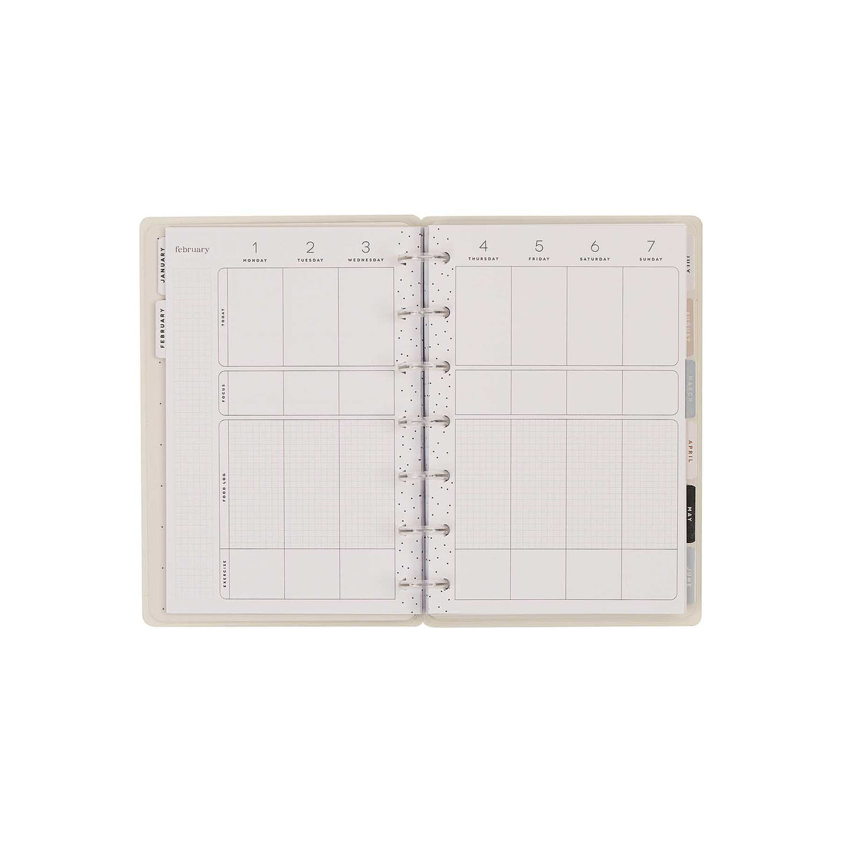 Haven and Heart Mini planner structured fitness planning spread and tracking sections