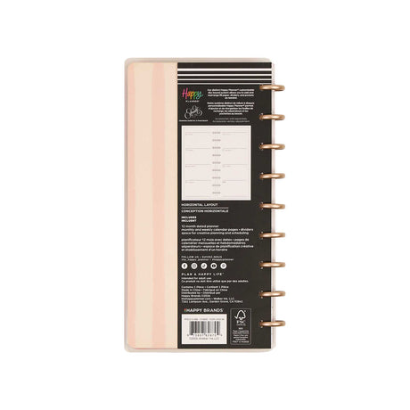 Seasonal Sidewalks Skinny Classic planner back cover with product details and disc binding