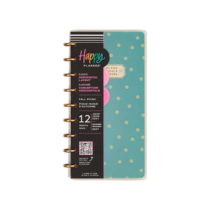 Happy Planner Fall Picnic Skinny Classic planner turquoise floral cover and gold discs