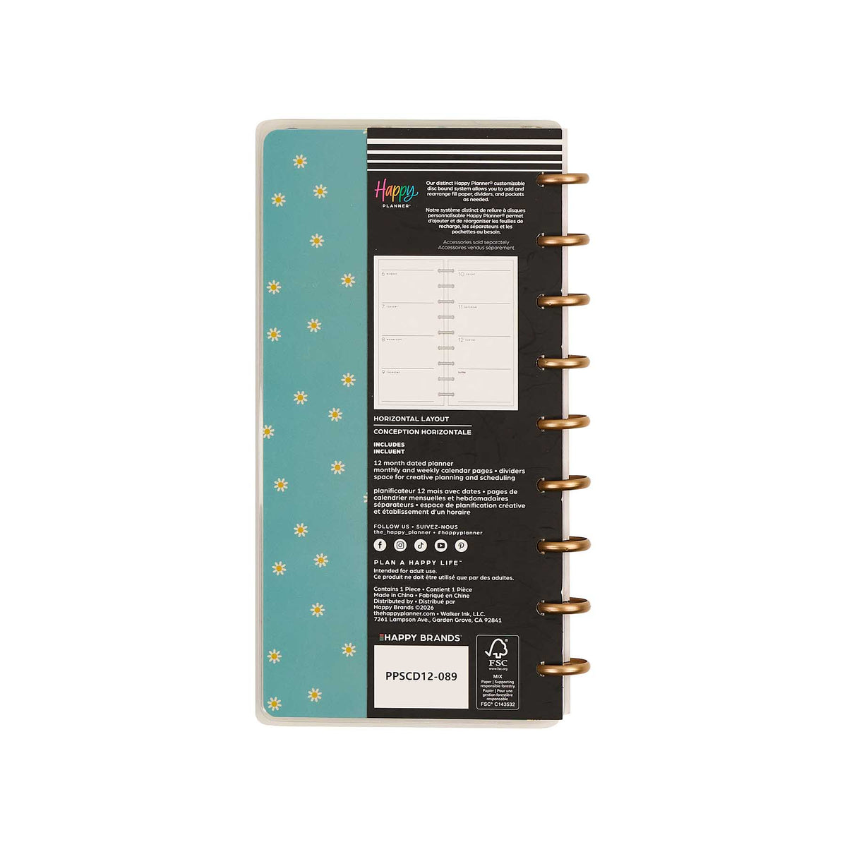 Fall Picnic Skinny Classic disc-bound planner floral cover