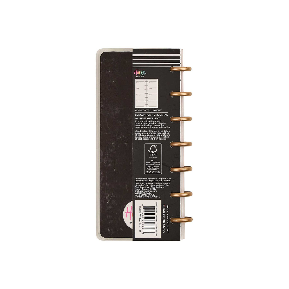 Haven and Heart Skinny Mini planner back cover and product label