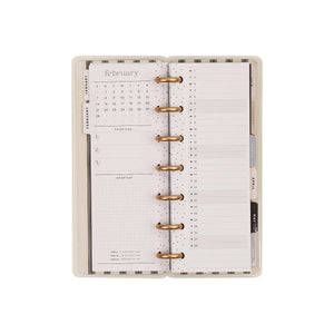 Happy Planner Haven and Heart Skinny Mini February monthly calendar with lined pages